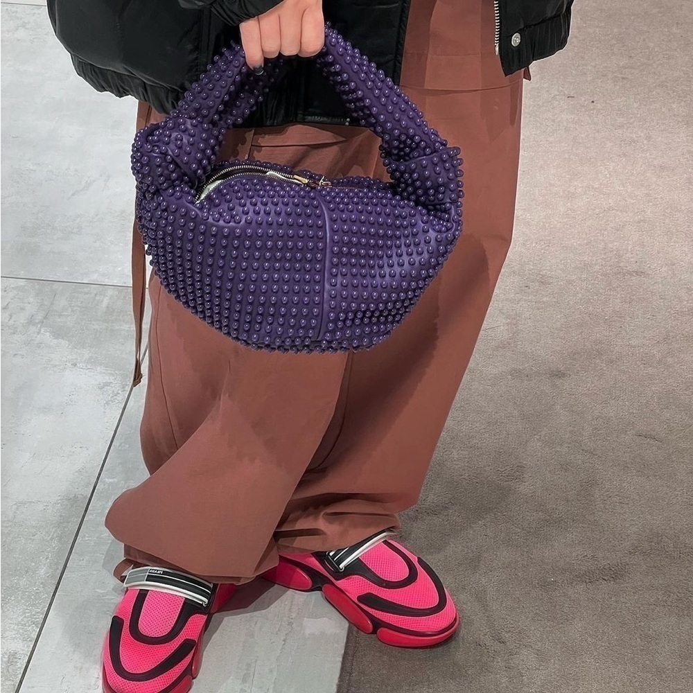 Bottega Veneta | Mini Studded Double Knot Bag in Purple